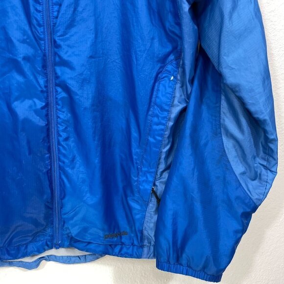 VTG Patagonia Women's Size M Full Zip  Windbreaker Jacket Blue STAINS! - Picture 7 of 10